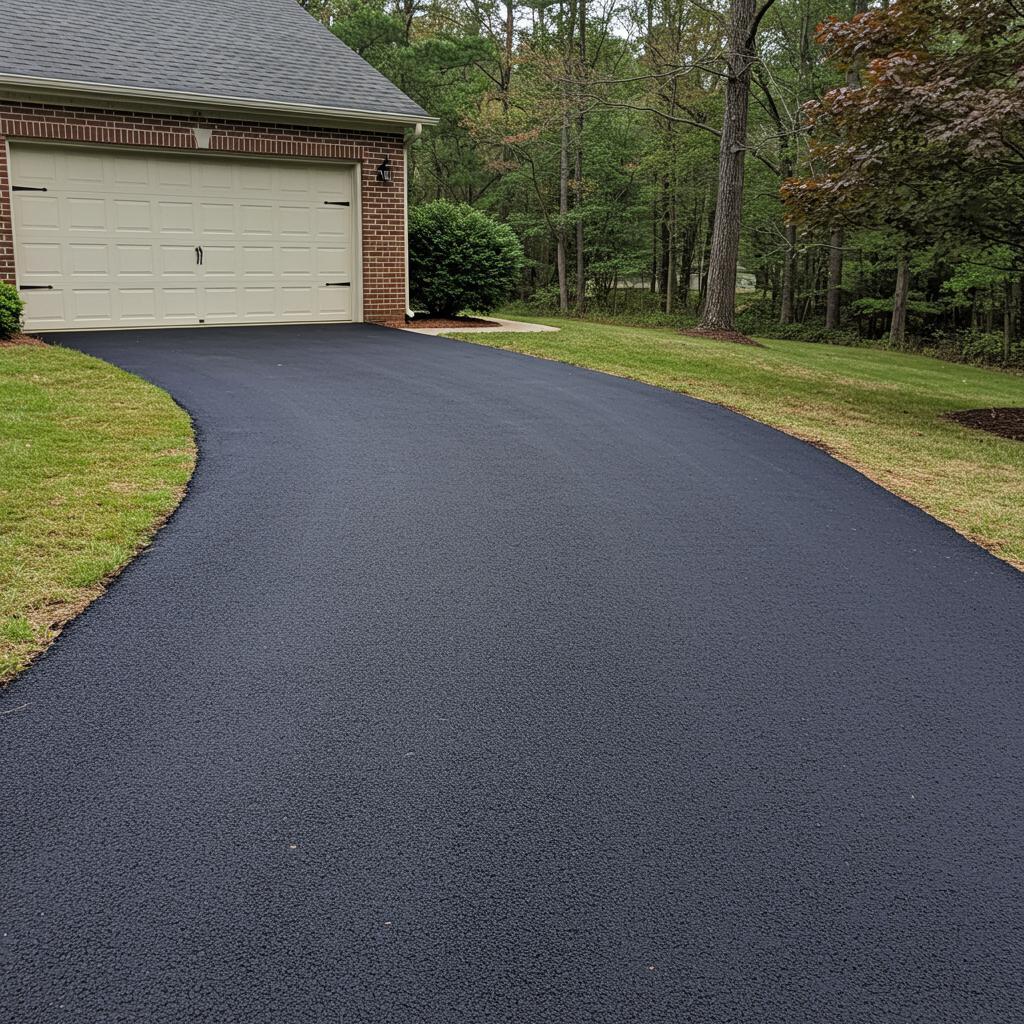 Technician applying polymer-modified patching compound to a cracked sidewalk in Greensboro, NC
