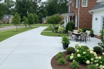 Beautiful concrete driveway and patio in a residential setting in Irving Park, Greensboro, NC