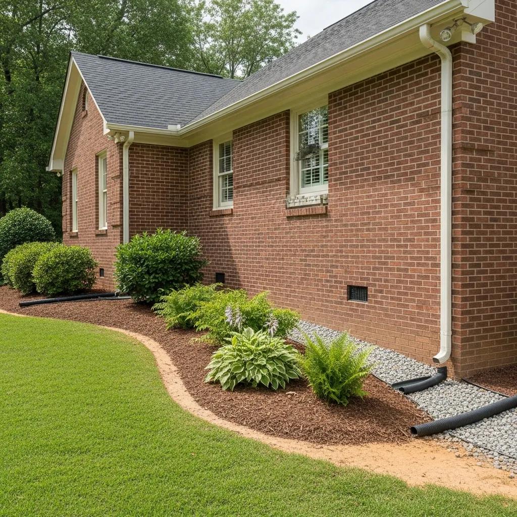 Best practices for maintaining a foundation in Greensboro, showcasing proper grading and drainage systems