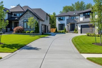 Residential concrete driveway showcasing durability and curb appeal in Adams Farm